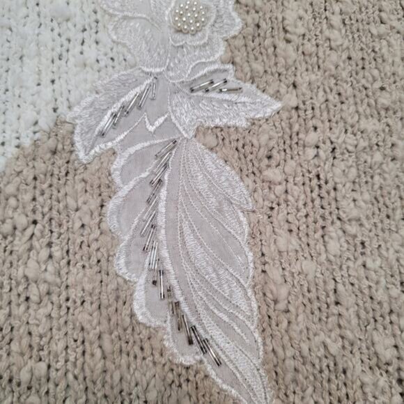 Vintage 80s Cristina Embellished Grandma Sweater Small Puff Sleeve Shoulder Pads - Picture 3 of 12